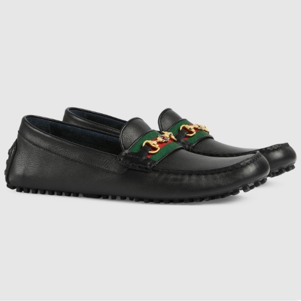 Gucci Black Leather Loafers with Horsebit Detail